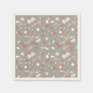 Servilleta De Papel Hermoso patrón de terrazo en tonos desierto silenc