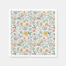 Servilleta De Papel Hermoso patrón floral botánico