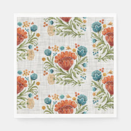 Servilleta De Papel Hermoso patrón floral moderno Naranja rojo azul