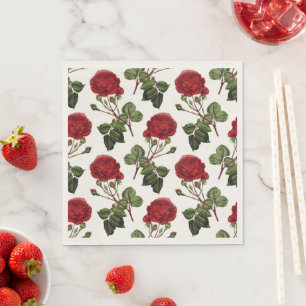 Servilleta De Papel Hermoso Patrón Rosa Rojo