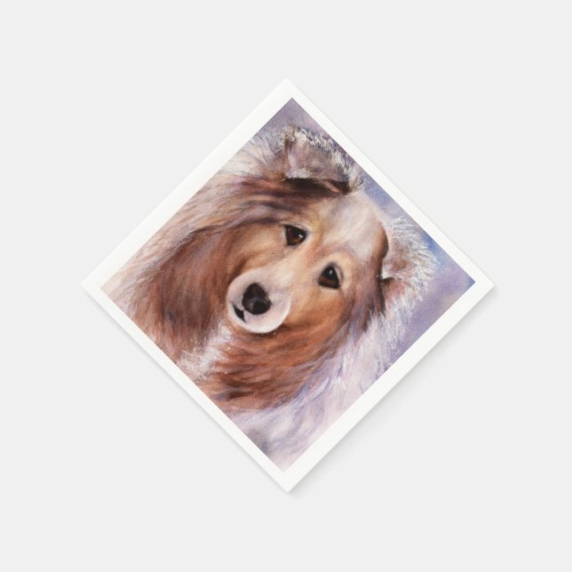 SERVILLETA DE PAPEL HERMOSO PERRO COLLIE NAPKIN (Borde)