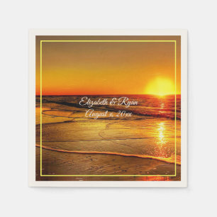 Servilleta De Papel Hermoso Personalizado de Bodas en Playa Tropical