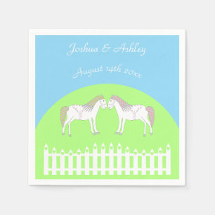Servilleta De Papel Hermoso Personalizado de caballos Boda blanco
