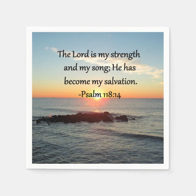 Servilleta De Papel Hermoso Psalm 118:14 Sunrise Photo Design (Anverso)