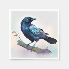 Servilleta De Papel Hermoso Raven en una rama de árbol