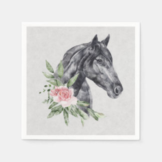 Servilleta De Papel Hermoso retrato de cabeza de caballo negro