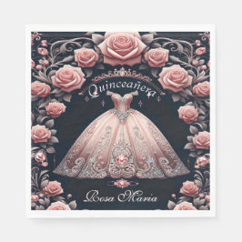 Servilleta De Papel Hermoso Rosa español de Quinceañera