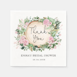 Servilleta De Papel Hermoso Shower Nupcial con Flor de Rosado Suave y 