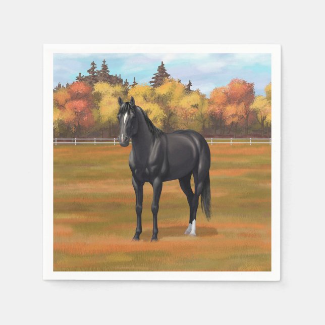 Servilleta De Papel Hermoso Stallion de caballos del Barrio Negro (Anverso)