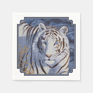 Servilleta De Papel Hermoso tigre blanco con ojos azul cristal