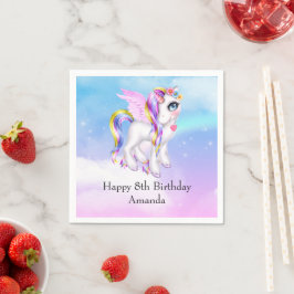 Servilleta De Papel Hermoso unicornio con cumpleaños Rainbow Mane