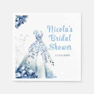 Servilleta De Papel Hermoso vestido floral azul Bridal Shower