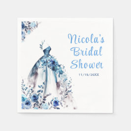 Servilleta De Papel Hermoso vestido floral azul para fiesta de boda