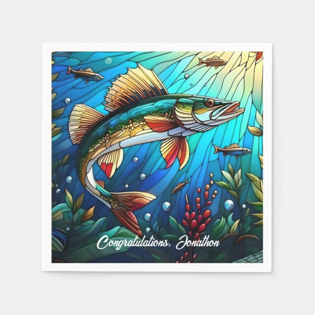 Servilleta De Papel Hermoso Walleye Pike en el lago (Anverso)