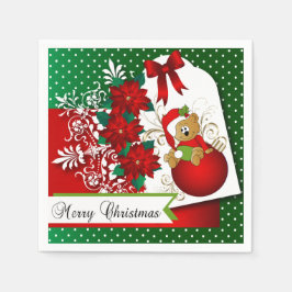Servilleta De Papel Hermoso y divertido oso de navidad