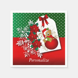 Servilleta De Papel Hermoso y divertido oso de navidad