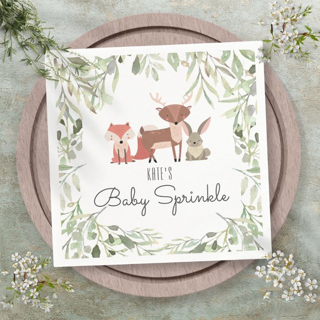 Servilleta De Papel Hermosos animales de bosque (Cute Woodland Animals Baby Sprinkle Shower Napkins)