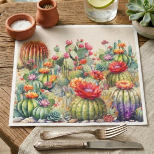 Servilleta De Papel Hermosos Cactus Florecidos
