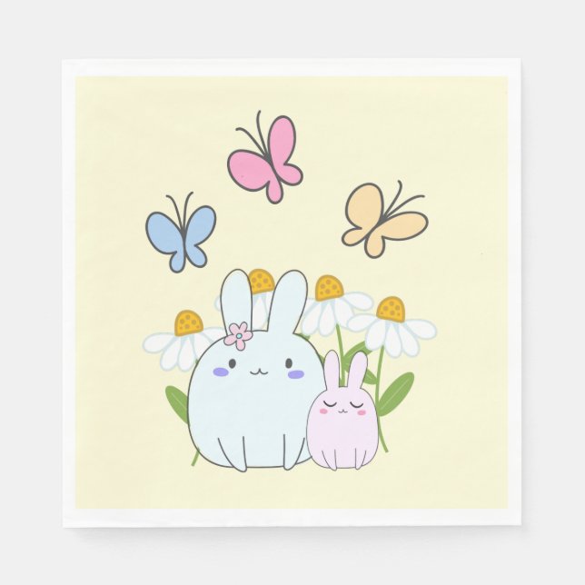 Servilleta De Papel Hermosos conejitos con martillos de primavera y ma (Anverso)