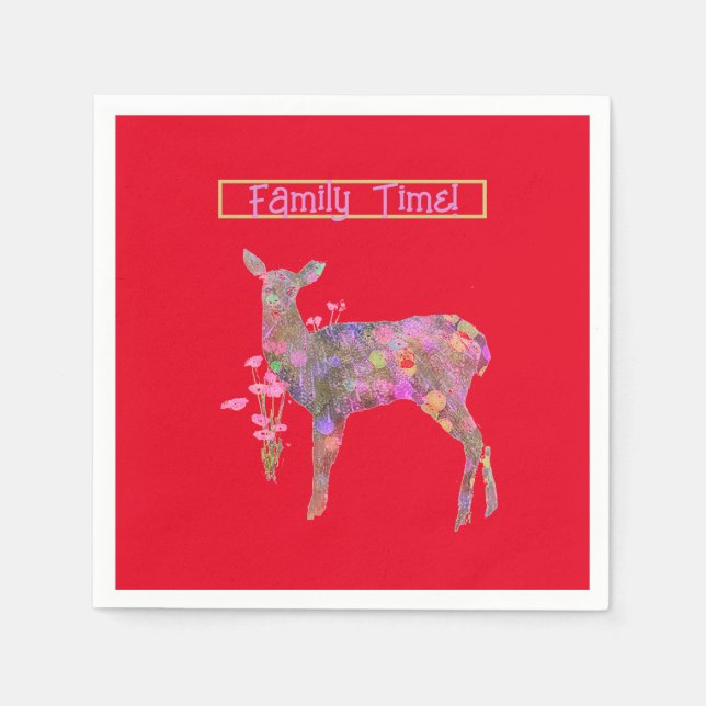 Servilleta De Papel Hermosos Navidades de ciervos (Anverso)