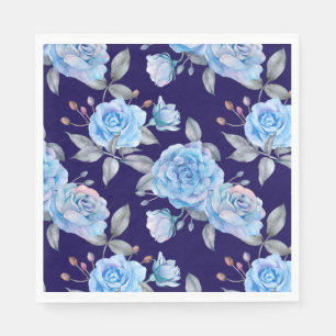 Servilleta De Papel Hermosos rosas azules, fondo azul marino,