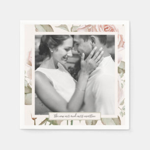 Servilleta De Papel Hermosos Rosas de enganche suave con Boda de fotos