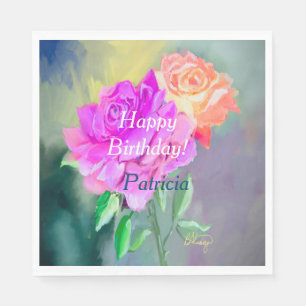 Servilleta De Papel Hermosos rosas pintados a mano para una ocasión es