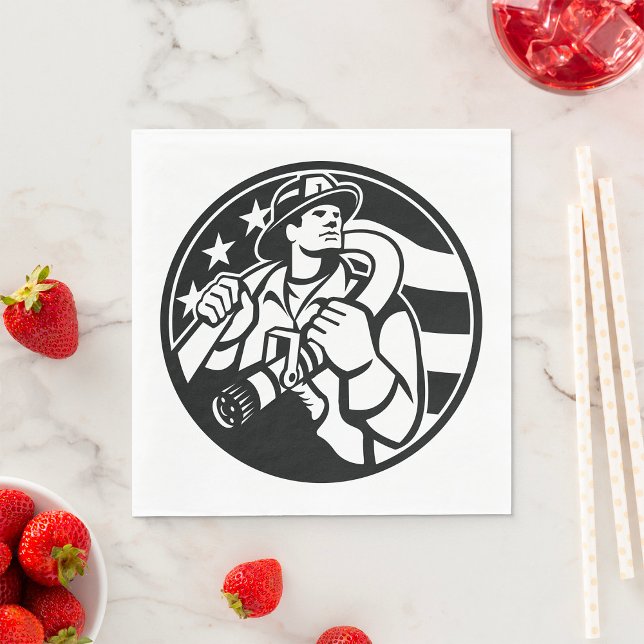 Servilleta De Papel Héroe Estadounidense De Bomberos Negrita Negra Y B (Subido por el creador)