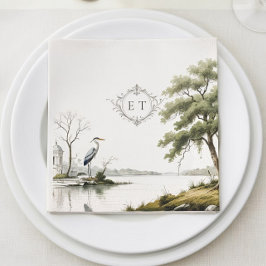Servilleta De Papel Heron Toile French Country Monogram Paper Napkin