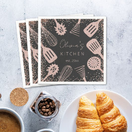 Servilleta De Papel Herramientas de cocina Rosa Purpurina de oro perso