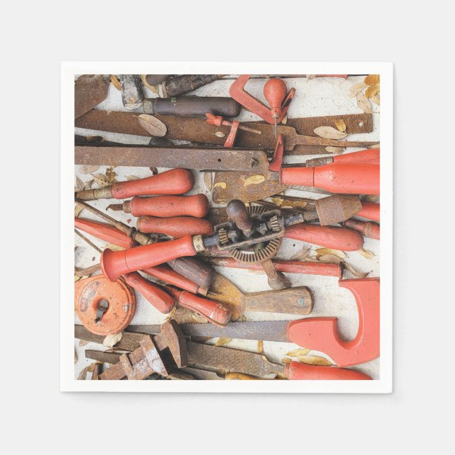 Servilleta De Papel Herramientas Herramienta Antiguo Hombre Rojo Rústi (Anverso)