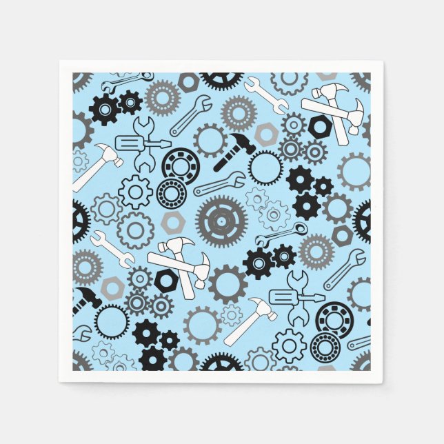 Servilleta De Papel Herramientas Patrón 01.b LBlue BG (Anverso)