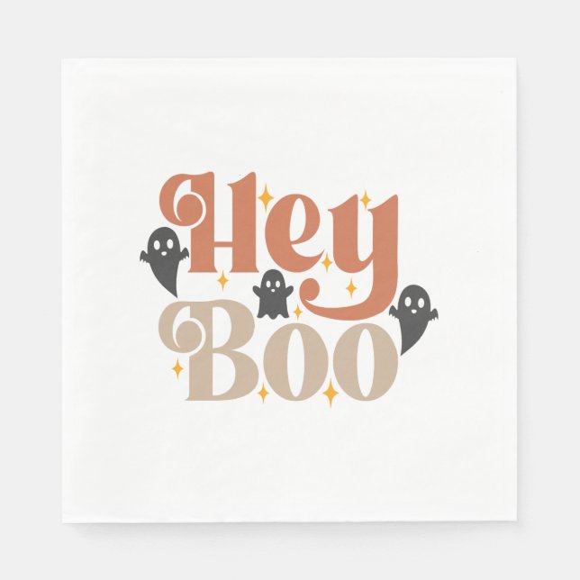 Servilleta De Papel Hey Boo Boho Halloween Hey Boo Ghost (Anverso)