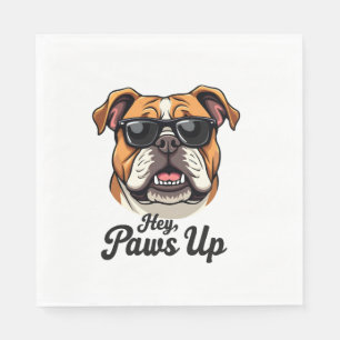 Servilleta De Papel Hey Patas Arriba Bulldog Vintage con Gafas de Sol 