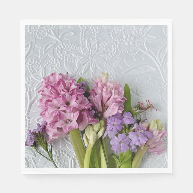 Servilleta De Papel Hiacintos rosas con verbena (Anverso)