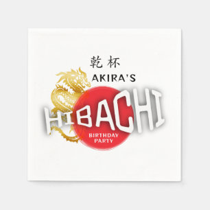 Servilleta De Papel Hibachi Chef japonés Sushi BBQ Dragon Cumpleaños