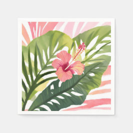 Servilleta De Papel Hibiscus Belleza | Flor Tropical Acuarela
