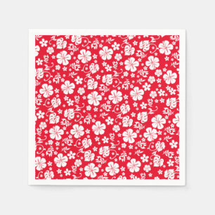 Servilleta De Papel Hibiscus blanco en la Moda tropical roja
