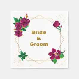 Servilleta De Papel hibiscus burgundy flor hojas verdes boda