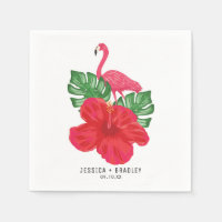 Hibiscus & Flamingo Boda Tropical Napkins