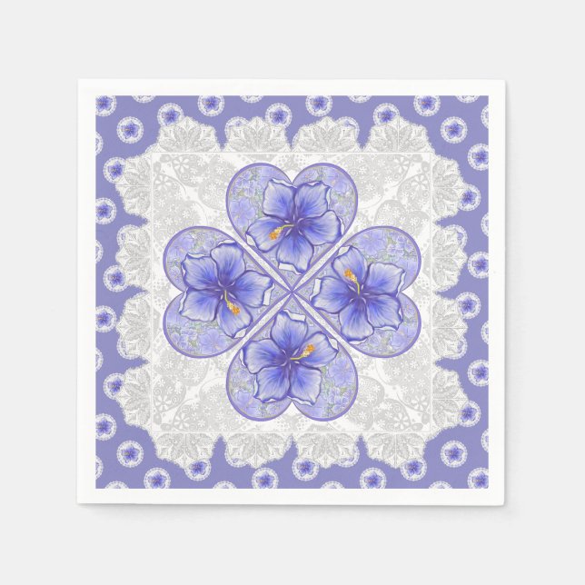 Servilleta De Papel Hibiscus & lace BLUE (Anverso)