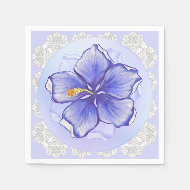 Servilleta De Papel Hibiscus & lace BLUE (Anverso)