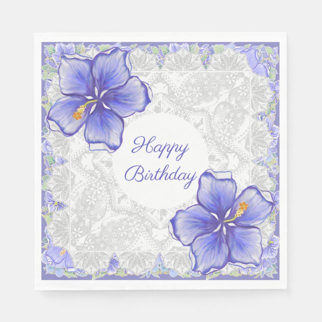 Servilleta De Papel Hibiscus & lace BLUE (Anverso)