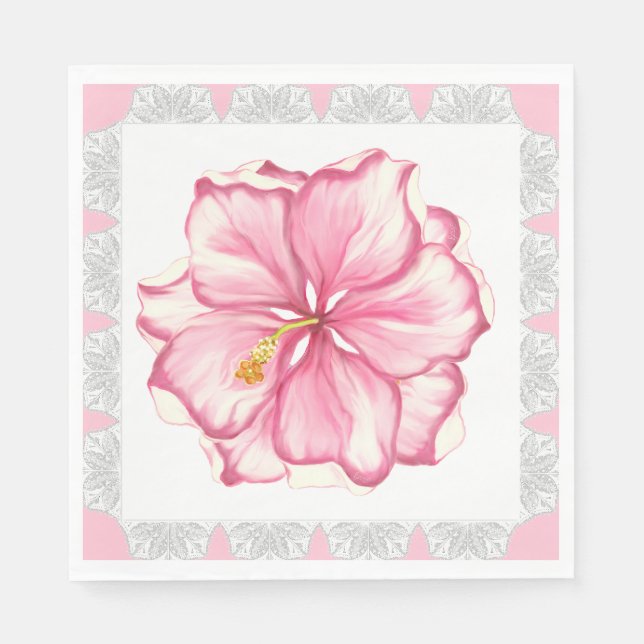 Servilleta De Papel Hibiscus & lace PINK (Anverso)