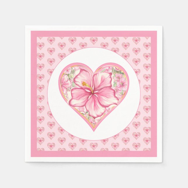 Servilleta De Papel Hibiscus & lace PINK (Anverso)