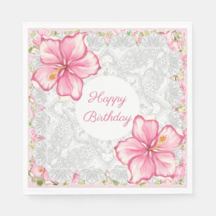 Servilleta De Papel Hibiscus & lace PINK