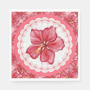 Servilleta De Papel Hibiscus & lace RED