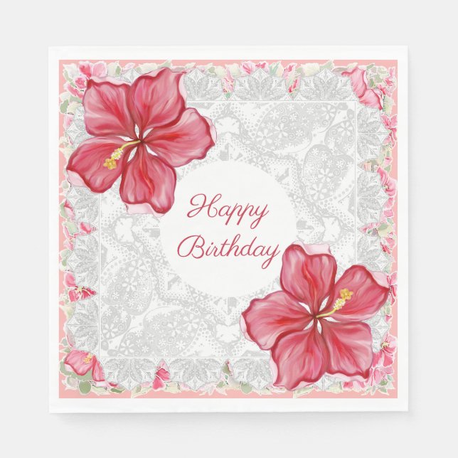 Servilleta De Papel Hibiscus & lace RED (Anverso)