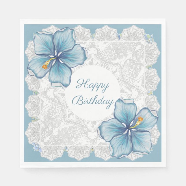 Servilleta De Papel Hibiscus & lace TURQUOISE (Anverso)