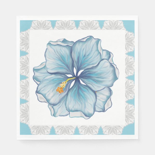 Servilleta De Papel Hibiscus & lace TURQUOISE (Anverso)